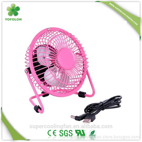 Protable USB Gift Fan 4 inch small metal table fan